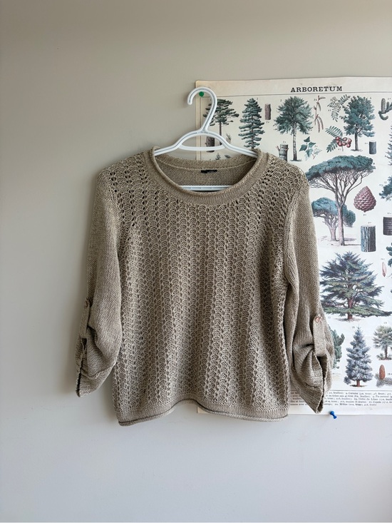 Sweaters - Light Taupe Open-Knit Women’s Sweater Large (fits small)
